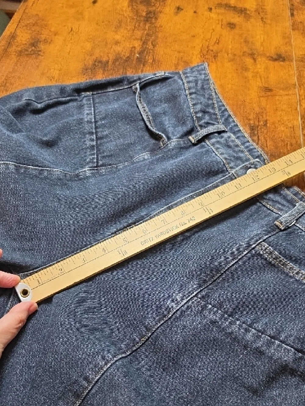 CIDER | High Rise Wide Leg Jeans Medium Wash Dark Navy ‎ Paneled Seam Denim | XL